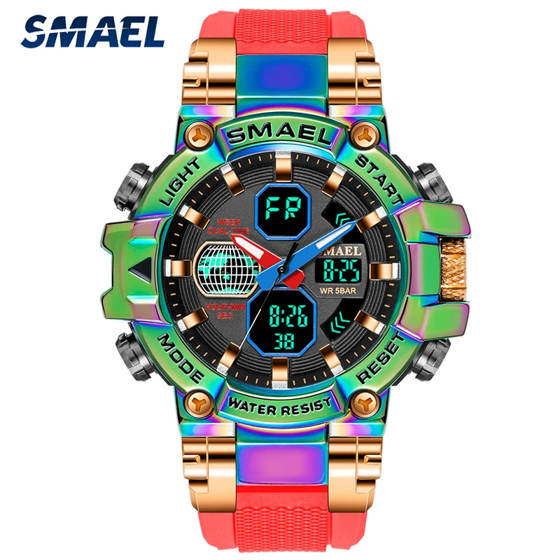 SMAEL Top Brand Men Military Watch Waterproof Sport Dual Display Wristwatch Fashion Men LED Alarm Quartz Watch Relogio Masculino