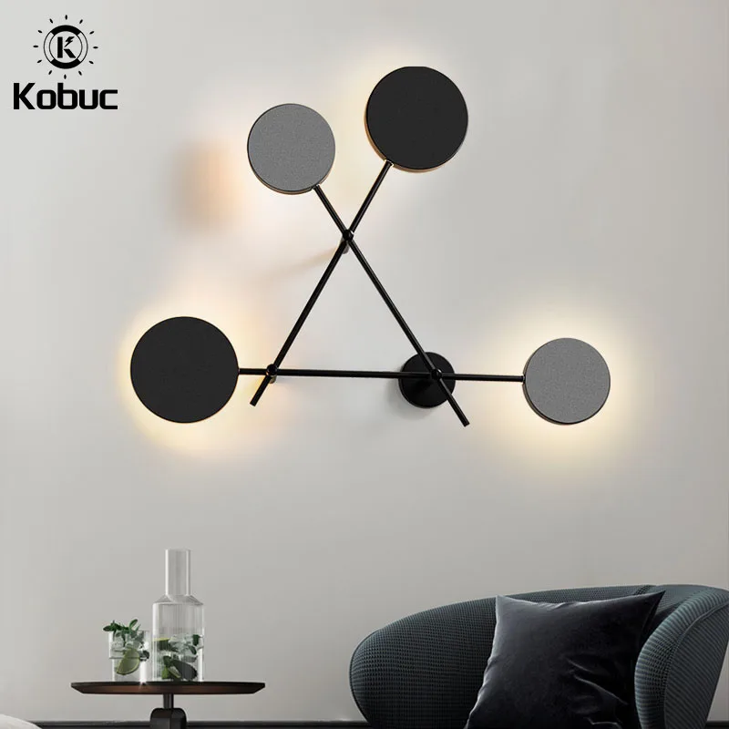 

Kobuc 4 Head Rotatable Black Gray Bedside Lamp Wall Mount Light Nordic Postmodern 38W 48W Living room Sconces Wall Led Fixture