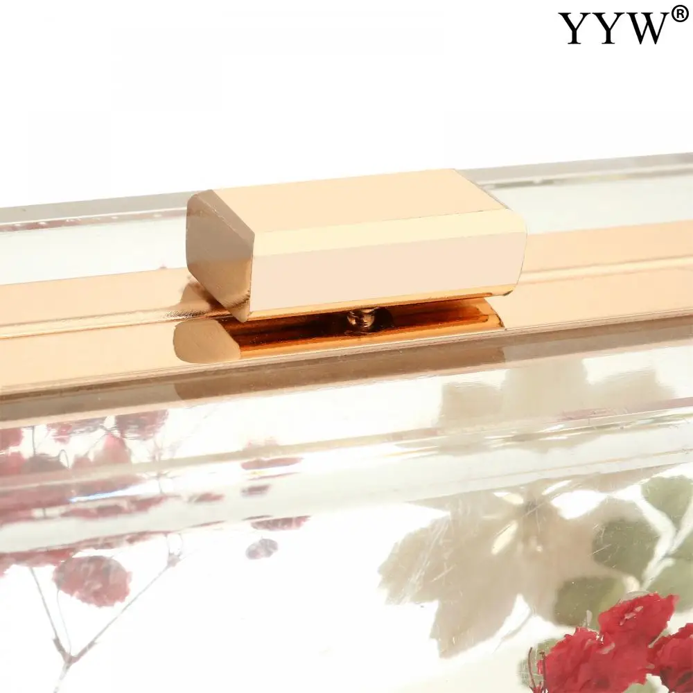 New Fashion Women Floral Acrylic Clutch Bag Box Bag Shoulder Transparent Elegant Design Female For Ladies Party Wedding Clutches