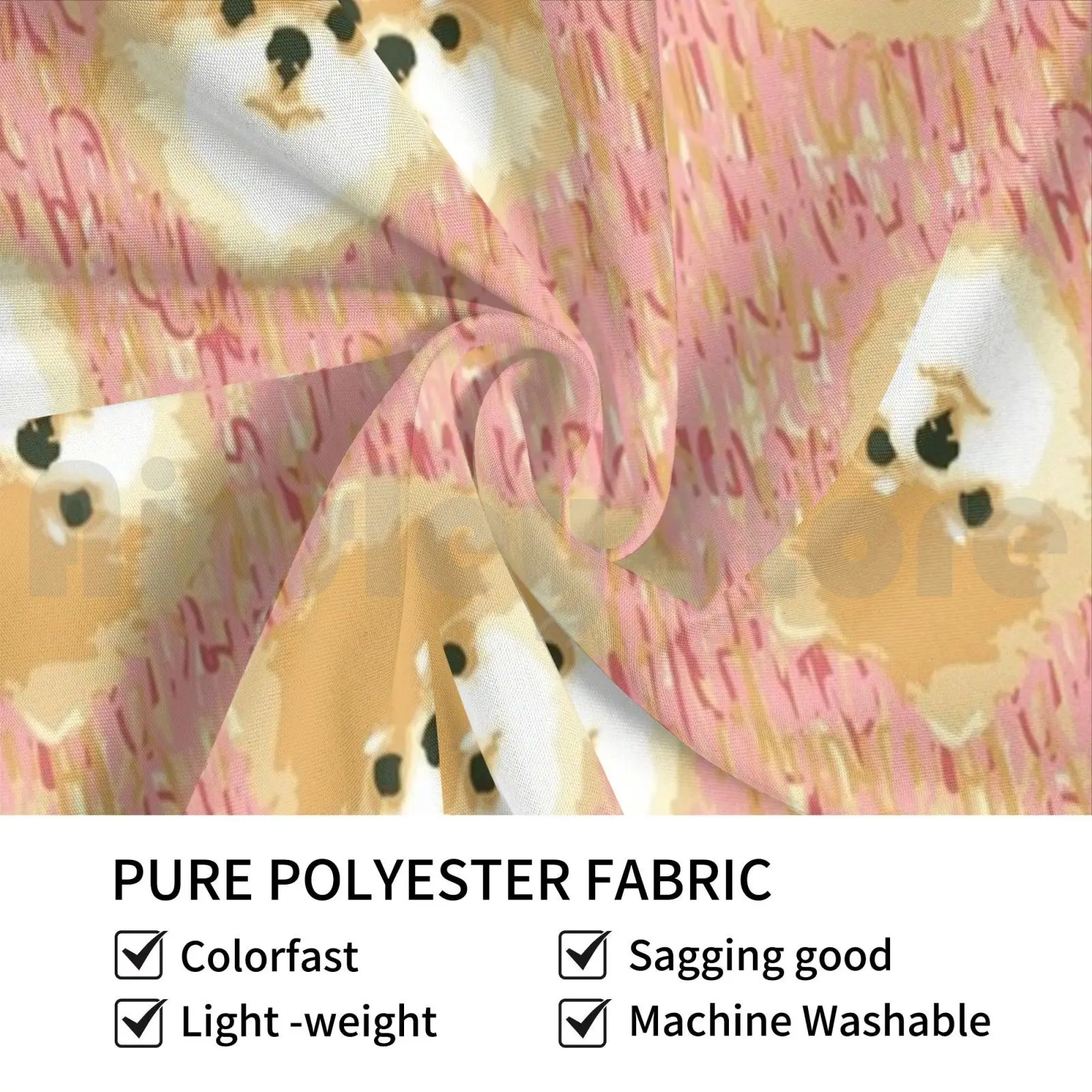 Pomeranians! Tapestry Living Room Bedroom 2366 Pomeranian Dog Cream White Beige Pink Scribble Repeating Pattern