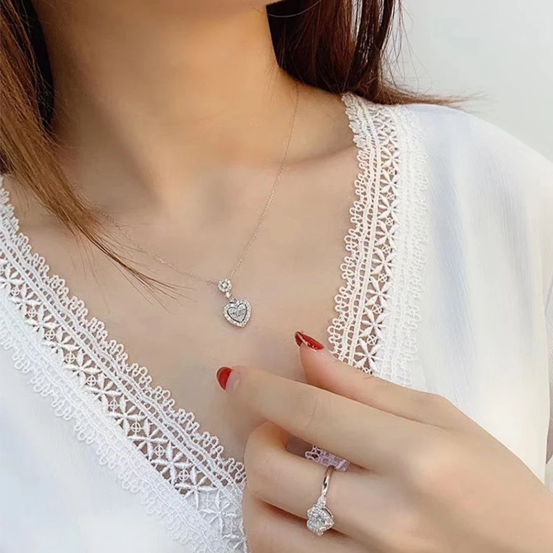 Naszyjnik Huitan Exquisite Love z kamieniem CZ dla kobiet, idealny na imprezę, rocznicę, urodziny, elegancki naszyjnik, biżuteria. — zdjęcie 6