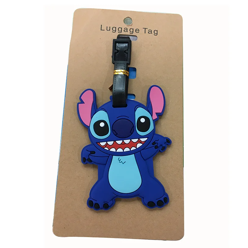 Disney Anime lucu Stitch bagasi Tag koper ID Addres pemegang bagasi Boarding Label portabel