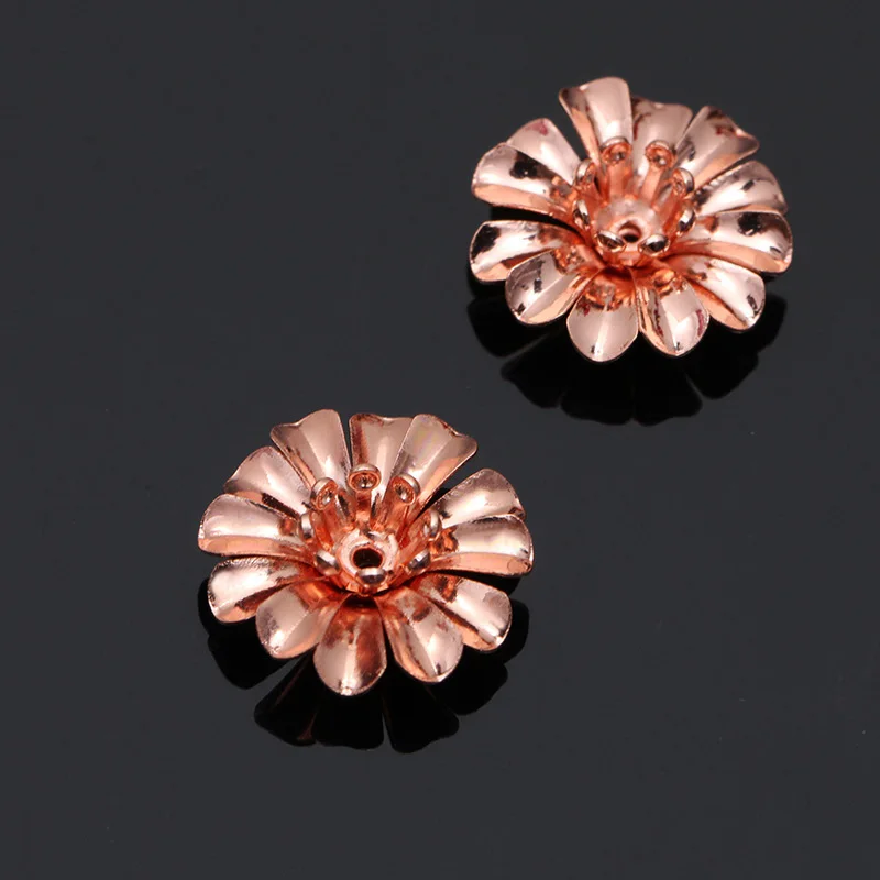 Mibrow New 20pcs/lot 6 Colors 14*5mm Copper Flower Bead Caps Flower Filigree Loose Spacer Beads End Caps For DIY Jewelry Making