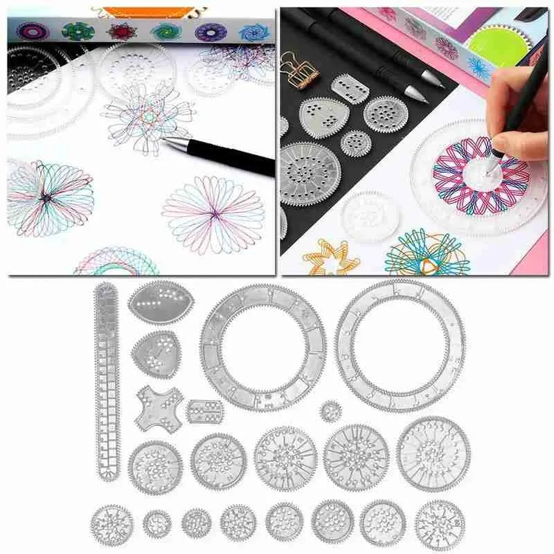 Variety Drawing Hollow Tool Kaleidoscopic Set Multi-function Drawing Flower Ruler Children Student Ruler kit