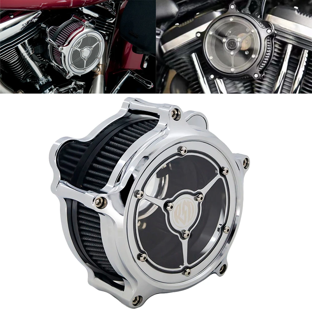 RSD Clarity Air Cleaner Intake Filter Chrome For Harley Sportster Iron 883 1200 Dyna Softail FXSTC Fat Bob Touring FLHT FLHTC