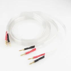 Nowy Hi-end wstążka głośnik audio kabel OCC posrebrzane Hi-end kabel głośnikowy z pozłacany wtyk bananowy