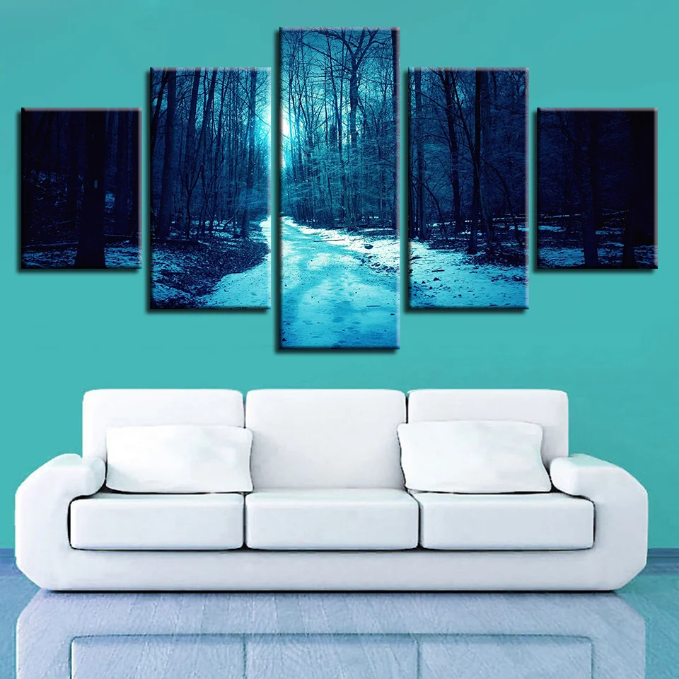 

5 Panel Forest Tree Landscape Wall Art Poster Home Decor Modern Living Room Canvas HD Print Modular Pictures Painting Frame