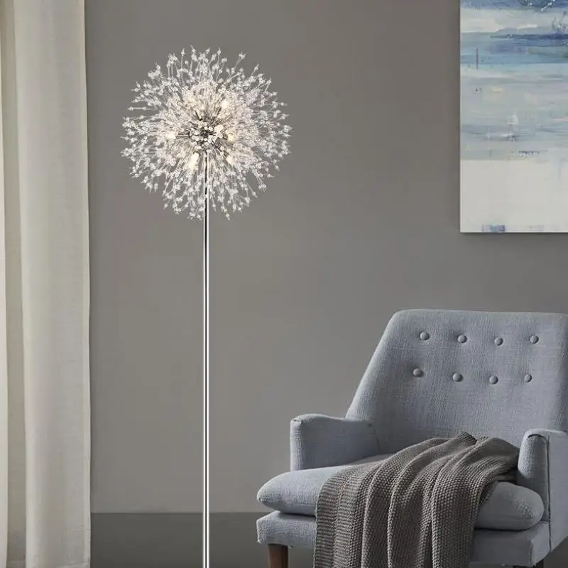 Imagem -03 - Criativo Dandelion Marble Floor Light Led Crystal Floor Lamp para Sala de Estar Decoração do Quarto Lâmpadas Hotel Postmodern