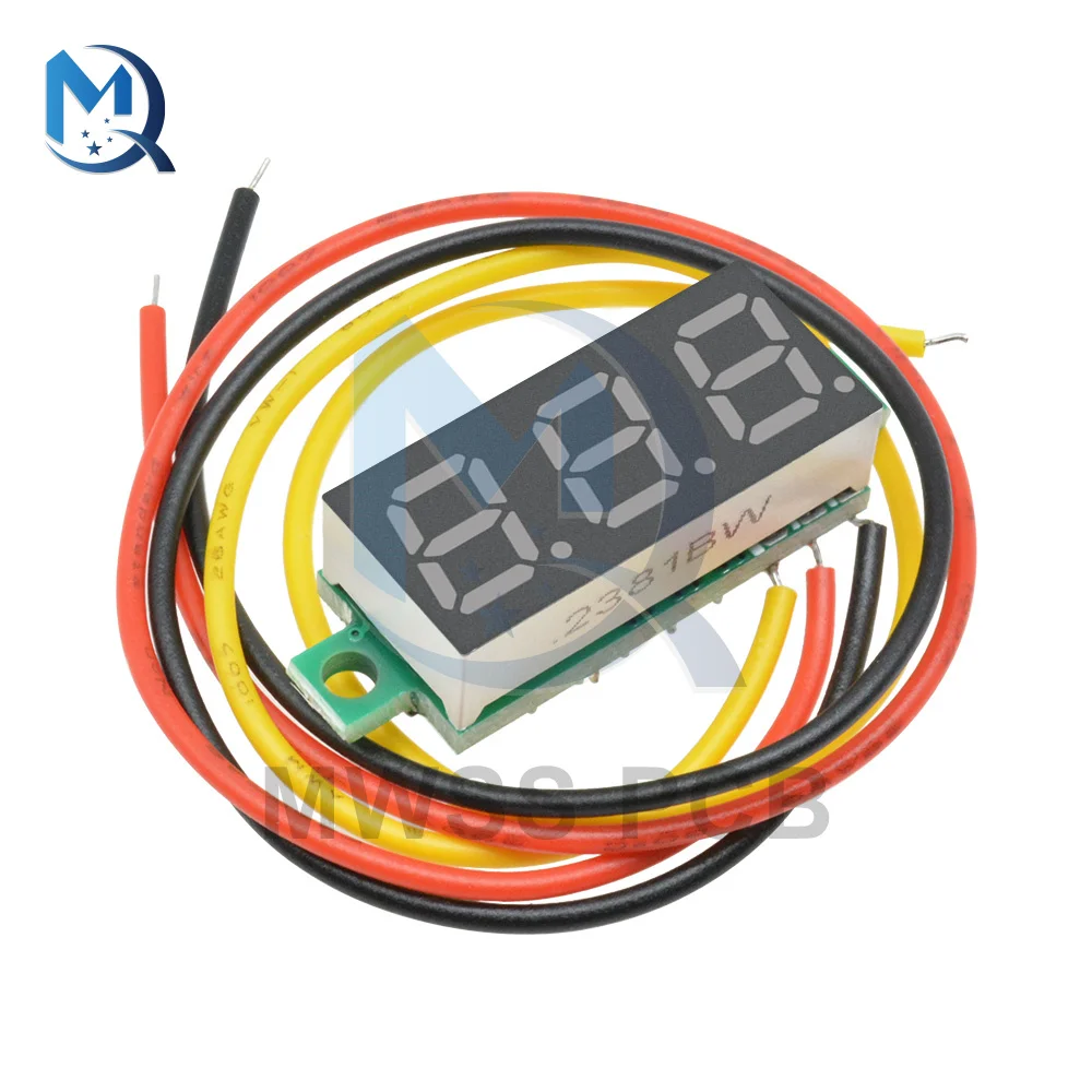 0.28 Inch 3 Draden Draagbare Led Digitale Display Voltmeter Dc 0-100V Digitale Led Panel Voltage Meter Led scherm Voltmeter