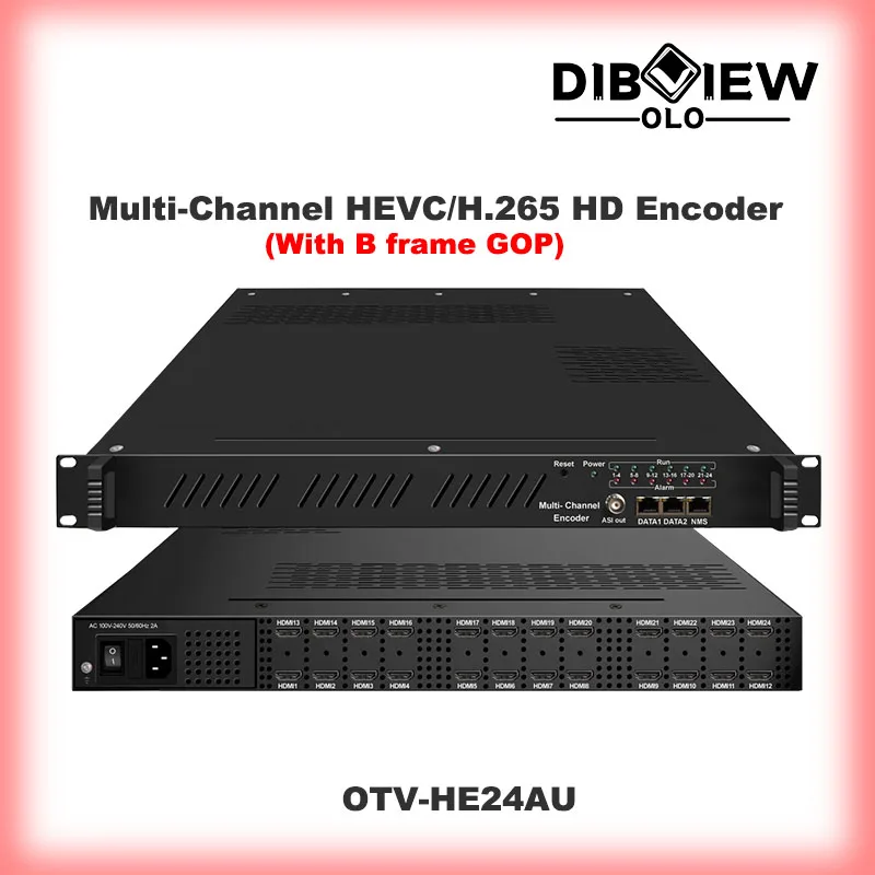 OTV-HE24AU Multicanal 24 em 1 HDMI para IP HEVC H265 H264 Mpeg4 HDMI HD Codificador com inserção de logotipo OSD de estrutura B