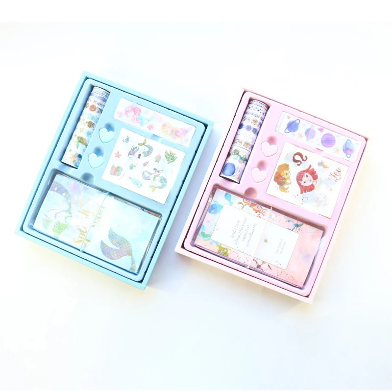 Domikee New Korea cute kawaii transparent PVC journal planner and notebooks with tapes stickers clips stationery set gift swrap