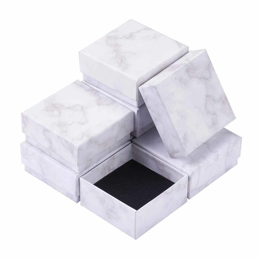 

20Pcs Kraft Cardboard Jewelry Boxes Marble Pattern Necklace Pendant Carton Packaging Display Box Gifts Jewelry Storage Organizer