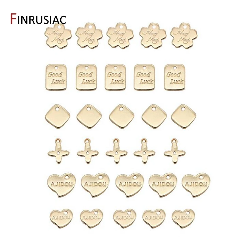 14k Gold Plated Copper Metal Small Flower Heart Pendants Charms For Jewelry Making DIY Earrings Necklace Bracelet Components