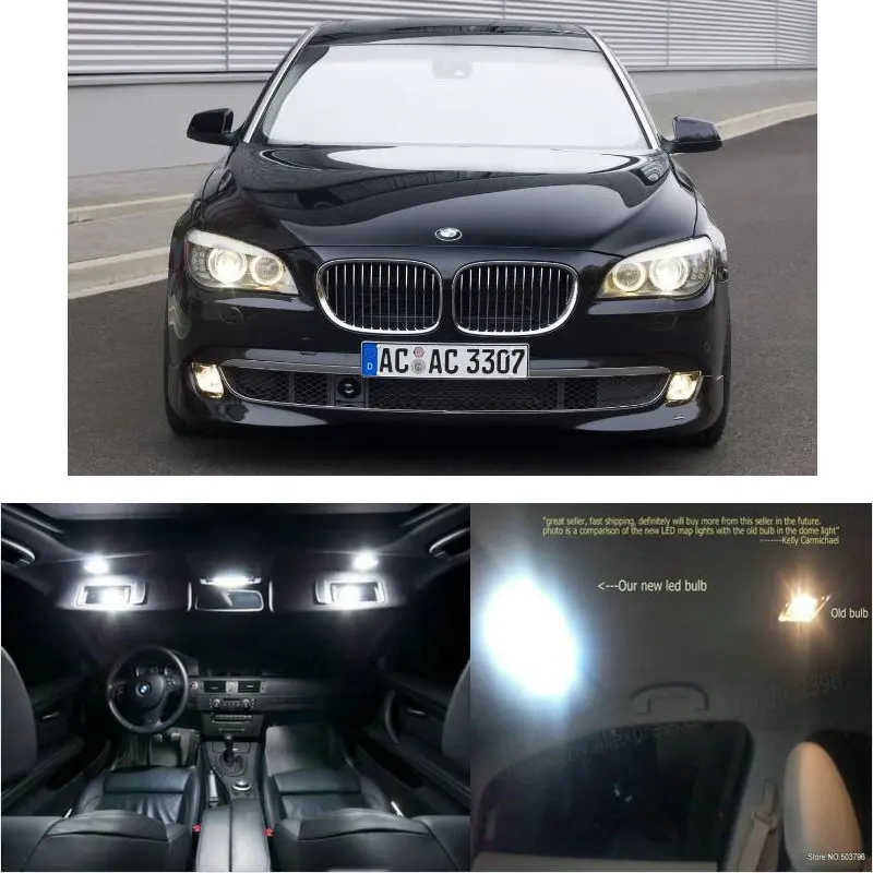 LED Interior Car Lights For Bmw f01 f02 09-12 room dome map reading foot door lamp error free 24pc