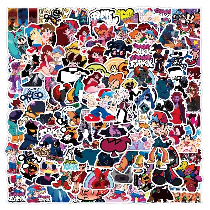 10/30/50/100pcs Friday Night Funkin Stickers Boyfriend Girlfriend Daddy Mommy Monster Pico Spirit Senpai Skid and Pump Decal Toy