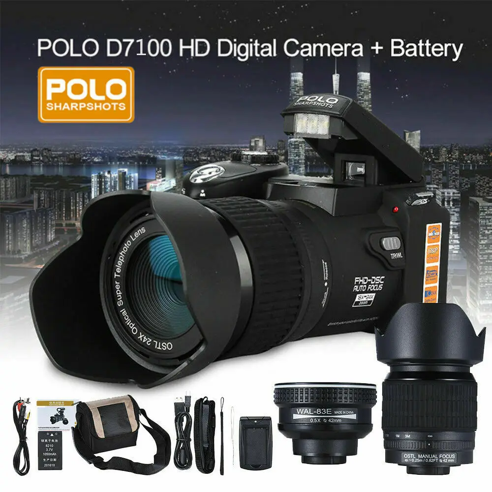 Imagem -02 - Câmera Digital Dslr D7100 33mp Lcd de 24x Zoom Led Filmadora Fotográfica Profissional