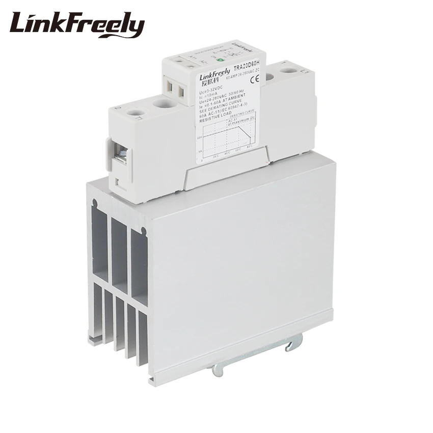 

TRA23D60H 60A Integrated Smart Automation Solid State Relay 5V 12V 24V 32V DC Input Voltage DIN Rail SSR Relay Switch Heat Sink