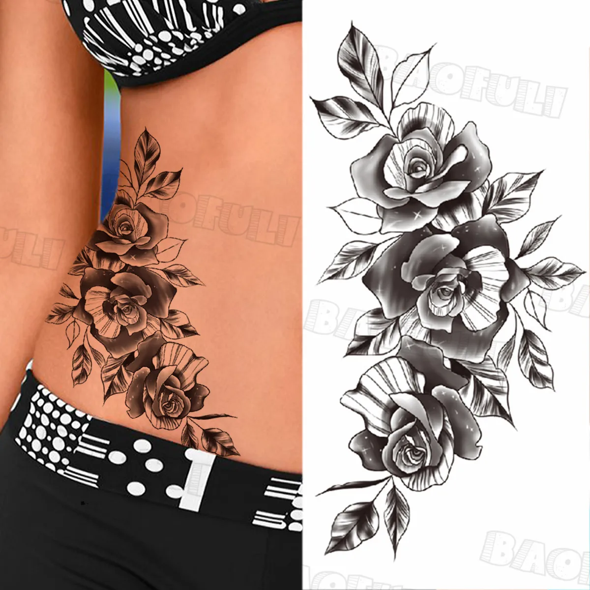 Faux tatouages temporaires pour femmes adultes, Rose, pivoine, Lion, ancre,  réaliste, bras, peinture artistique corporelle, taille unique / Tattoo et  body art, image size:1200x1200