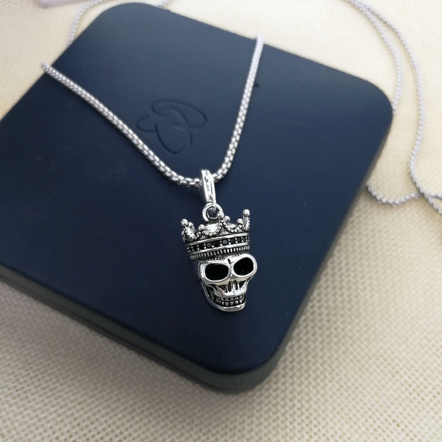 Thomas Skull King with Crown Pattern DIY Beads Necklace, Rebel Heart Style Jewelry Gift for Men and Women TS