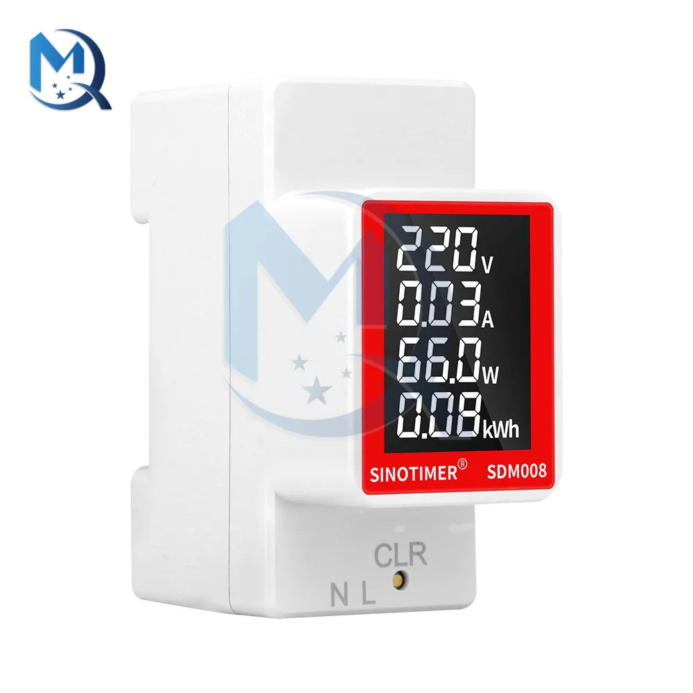 SDM008 Multi-function Pressure Gauge Rail Type AC Digital Display Meter for Voltage Current Power Power Energy Reset Meter Test