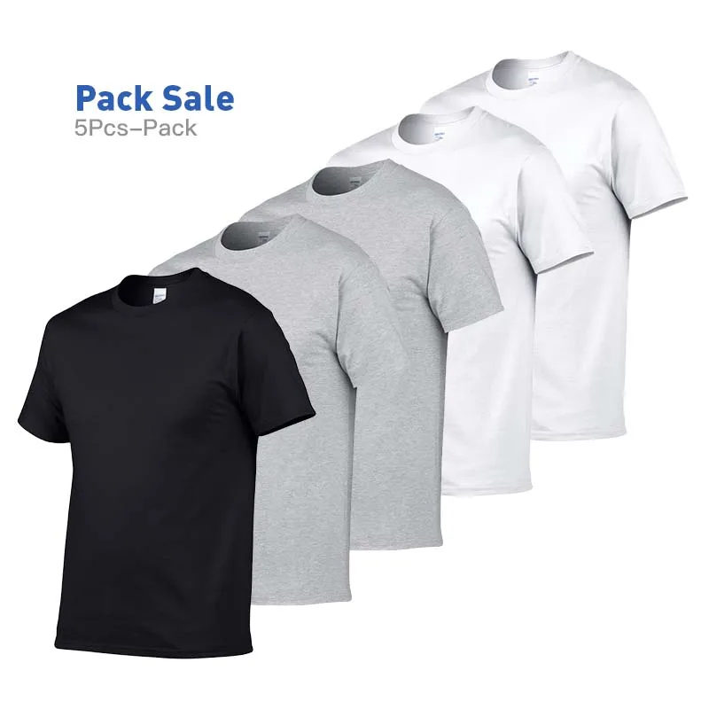 Gildan Men Tshirt 100% Cotton T-shirt Women Casual Breathable Short Sleeve O-Neck Couple T Shirt Tops Tees 5pcs or 1pcs /Lot