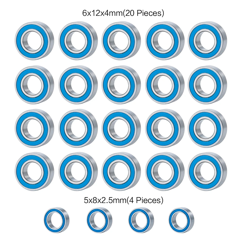 AXSPEED 24Pcs Wheel Hub Sealed Bearing Kit for Tamiya Clodbuster 1/10 RC Car Truck Model Accessories Upgrade Parts