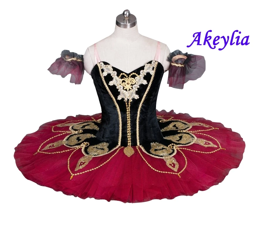 

Black Red Professional Ballet Tutu for Girl Classical Ballet Tutu Stage Costume Green Adult Performance Pancake Tutu Spain Dress