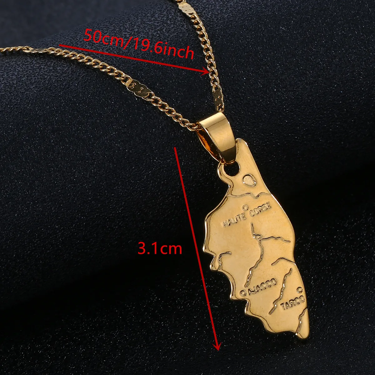 Gold Color Haute Corse Map Pendant Necklace Corsica Necklace La Corse Country Maps France Map Jewelry