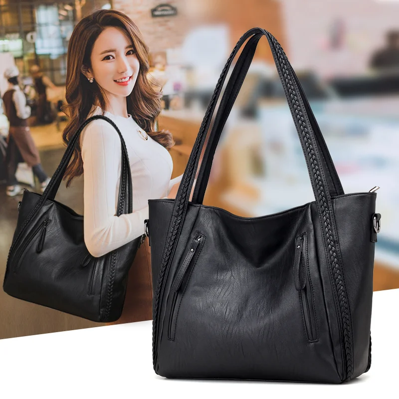 

BENVICHED 2023 Brand High Quality Soft Leather Large Pocket Casual Handbag Women's Handbag Shoulder Bag Large Capacity Handbag