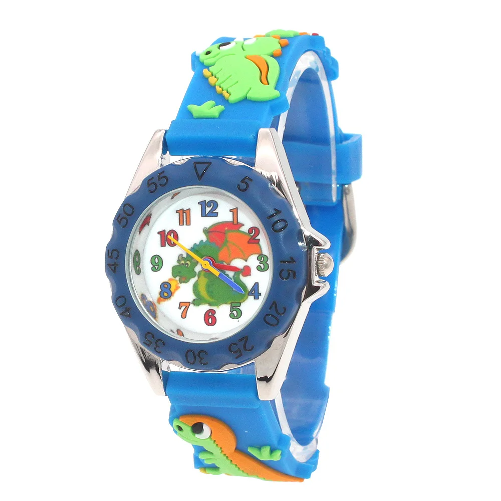 어린이 실리콘 스트랩 공룡 시계, 3D 만화, 소년, 소녀, 학생 선물, 어린이, 고품질, 새로운 도착
