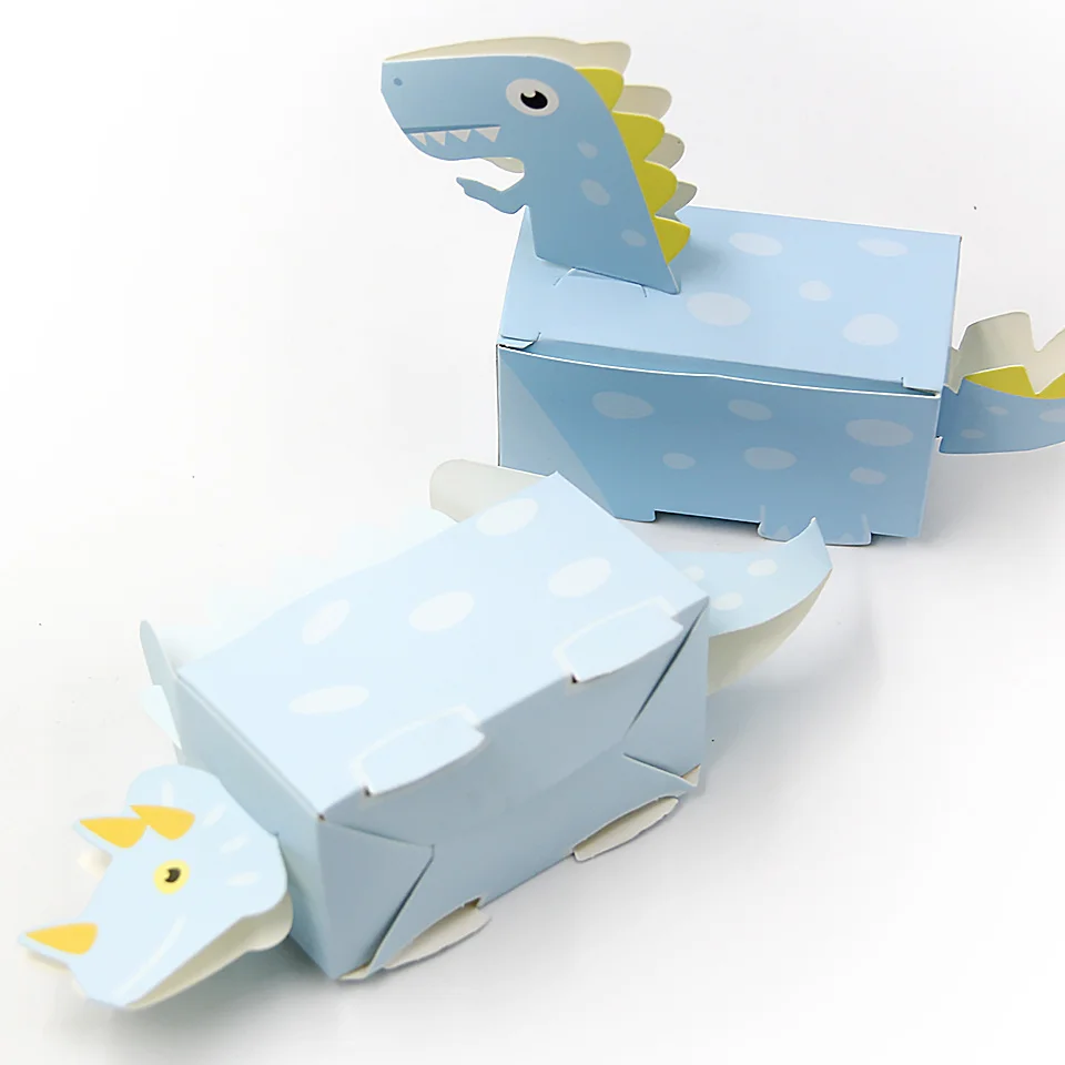 10 Stück grün-blaue Dinosaurier-Keksboxen, Karton, Dinosaurier-Süßigkeitsbox, für Jungen, alles Gute zum Geburtstag, Party-Dekorationen, Papierverpackungsboxen – Detail 5