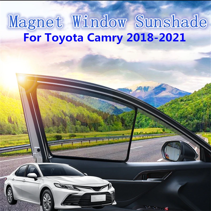 Car Sun Shade Magnet Window Sunshade Blocks UV Rays Foldable Mesh Sun Visor Protector For Toyota Camry 2018 2019 2020 2021