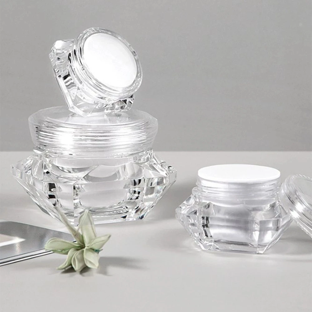 

10pcs 5g 10g 15g Empty Plastic Jar Diamond Shape Clear Pot for Nail Art Glitters Mini Small Make Up Cream Cosmetic Container New