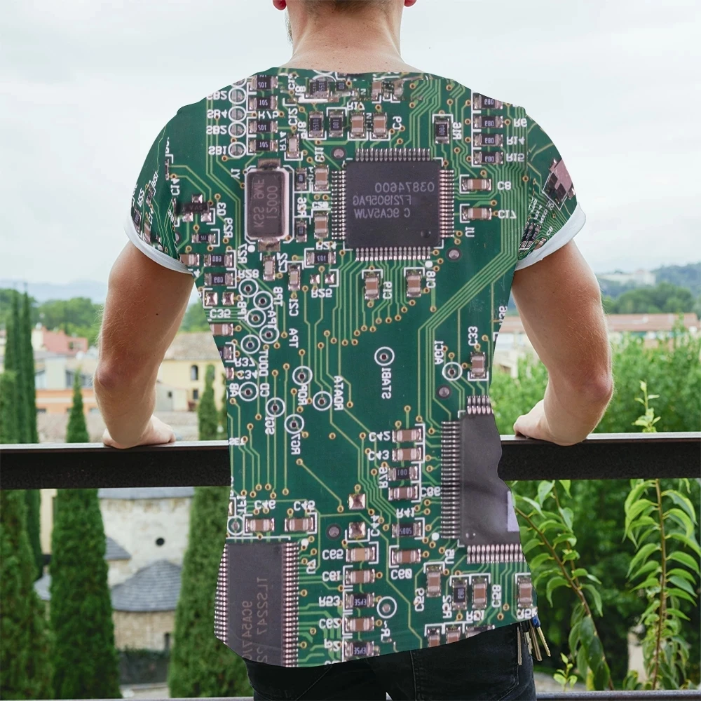 Electronic Chip Hip Hop T Shirt Men Women 3D Machine Printed Oversized T-shirt Harajuku Style Summer Short Sleeve Tee Tops