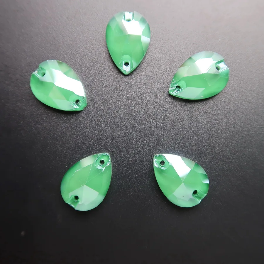 Geleeartige Kristallsteine in Tropfenform mit Flacher Rückseite und Zwei Löchern, 4 Größen, zum Aufnähen, für Kleidung, Schuhe, Taschen, DIY – Detail 7