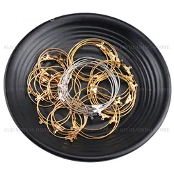 10-100 Pcs Hoop Earring Finding Lots Wholesale Gold/ White Gold Plated Brass Ear Hoops/Earring Hoop/Ear Wire Findings
