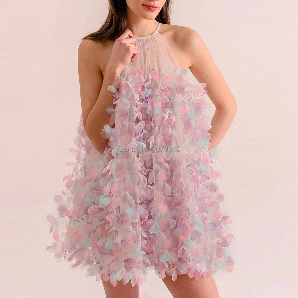 

Роскошное платье для выпускного вечера, короткое фатиновое платье с лямкой на шее, женское платье для выпускного вечера, Дубай