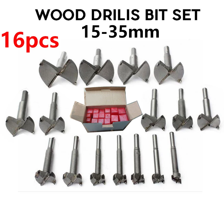 factory wholesale 16pcs/set Core Drill Bits Professional Forstner Woodworking Hole Saw Wood Cutter For Rotary Tools 15mm-35mm