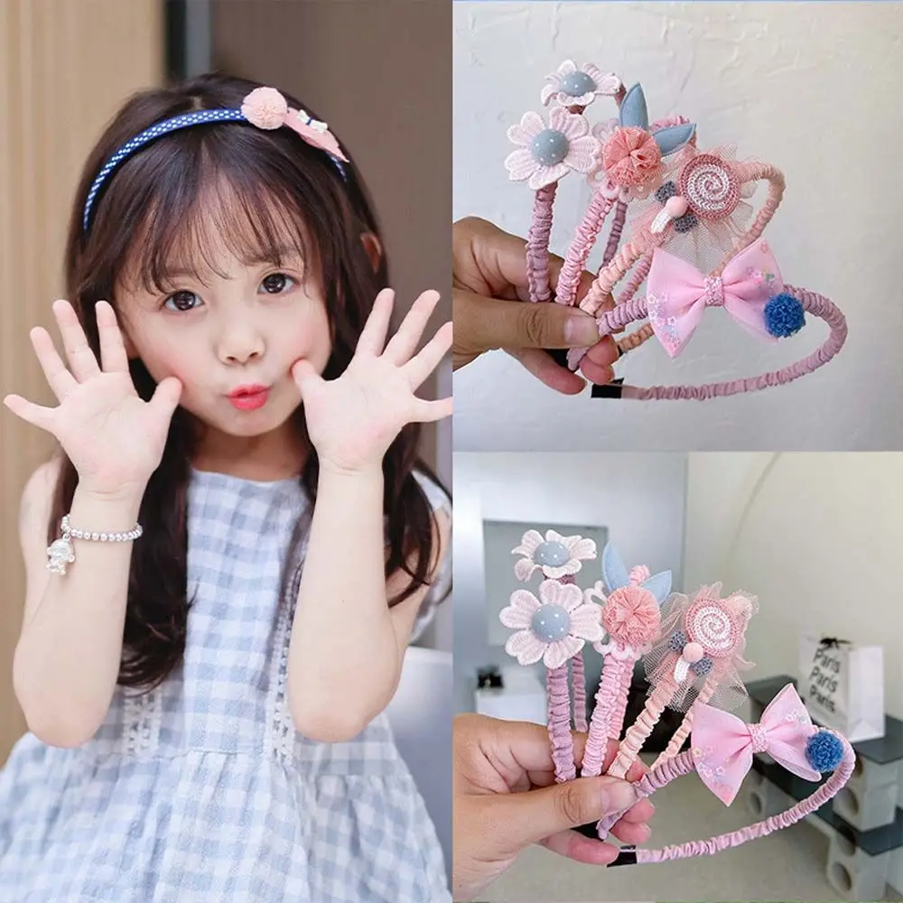 New Cute Flower Bowknot Hair Bands Korean Style Sweet Girls Cloth Folds Hair Hoop Headband Headwear