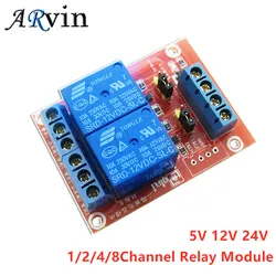 1/2/4/8チャンネルリレーモジュール5v 12v 24v高および低レベルのトリガとリレー制御リレー出力DC5V 12v 24v