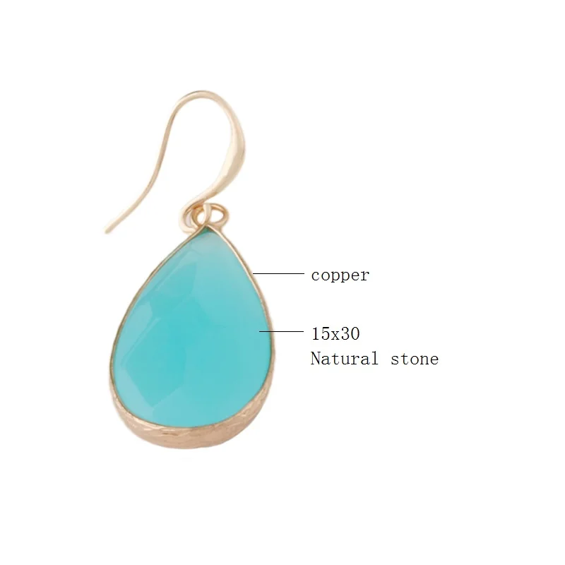 Drop Earrings Bohemia Crystal Earrings for Woman Natural Copper Brand Fashion Stone Long Earrings