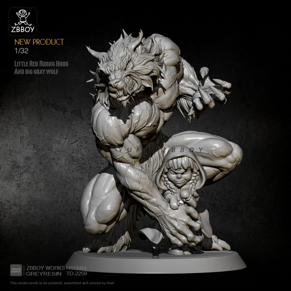 Kits de figurines reissa, modèle petit chaperon rouge et le gardien du loup géant, 1/24