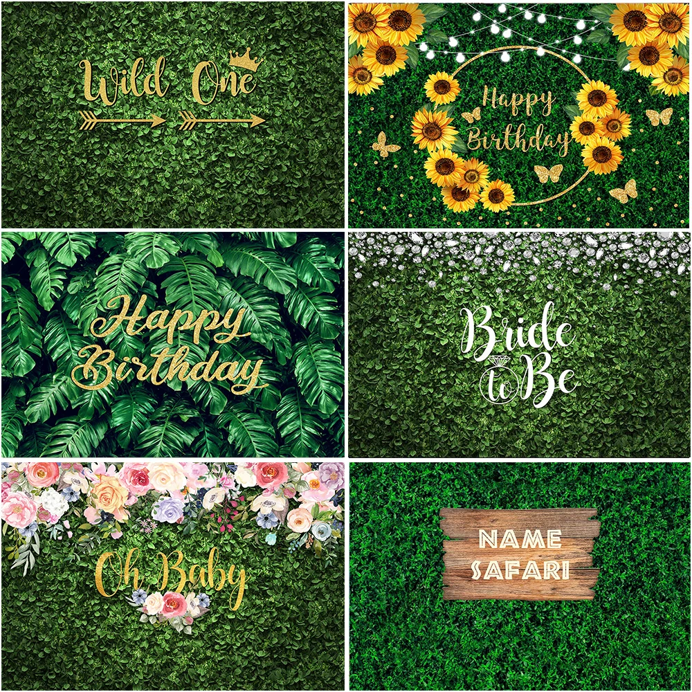 

Birthday Party Photo Background Green Jungle Grass Wall Decoration Style Baby Shower Shower Wallpaper Photography Props Banner