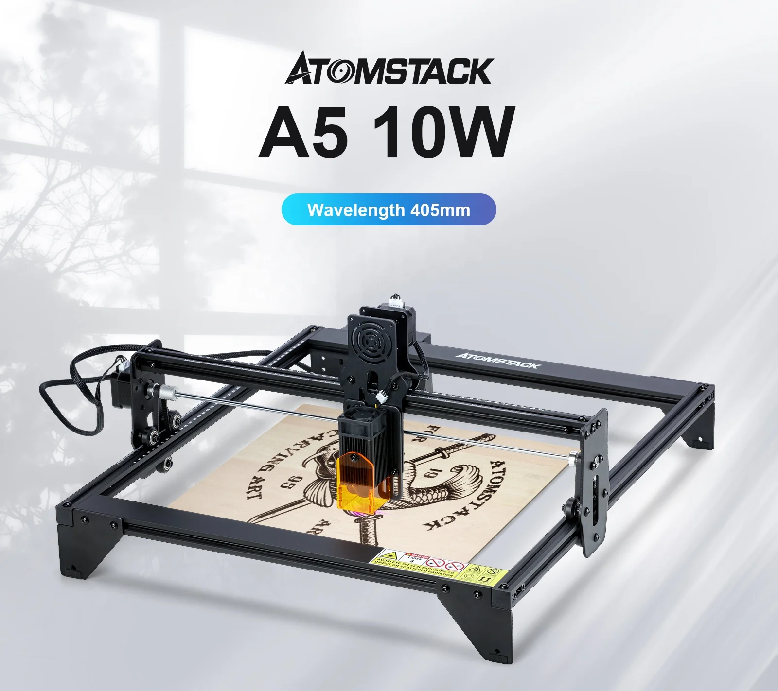 ATOMSTACK 레이저 마스터 10W USB 연결 CNC 레이저 조각기 데스크탑 조각 기계 및 커터 다이오드 레이저 프린터 라우터