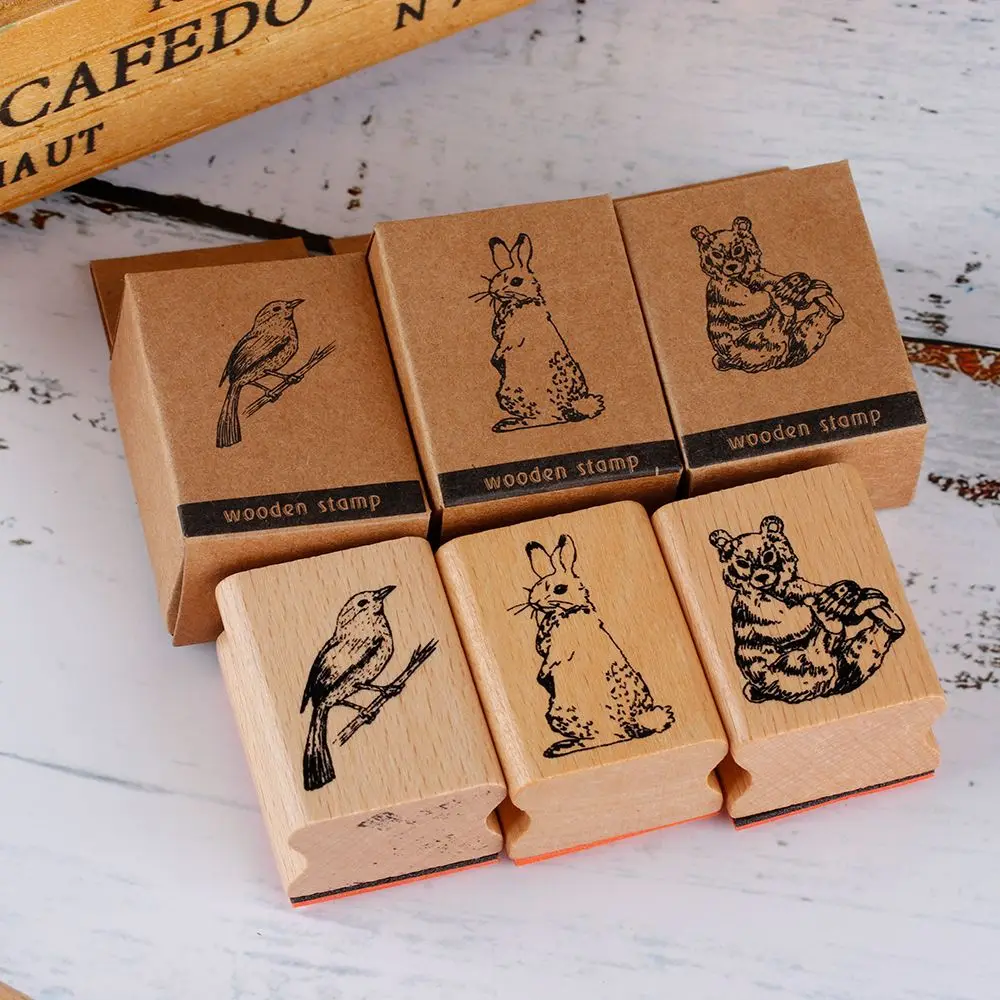 Fashion Stamping Crafts Wooden Rubber Stamps Craft Scrapbooking DIY Animal Stamps