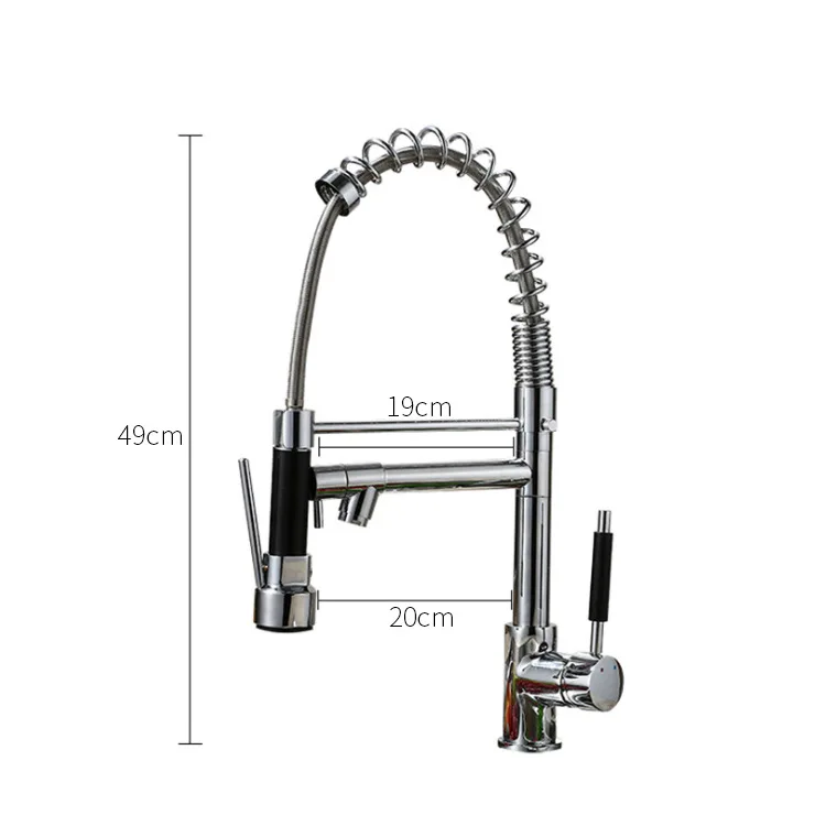Grifo de cocina de cobre Vertical, lavabo de verduras, frío, caliente, mezclado, resorte giratorio multifunción