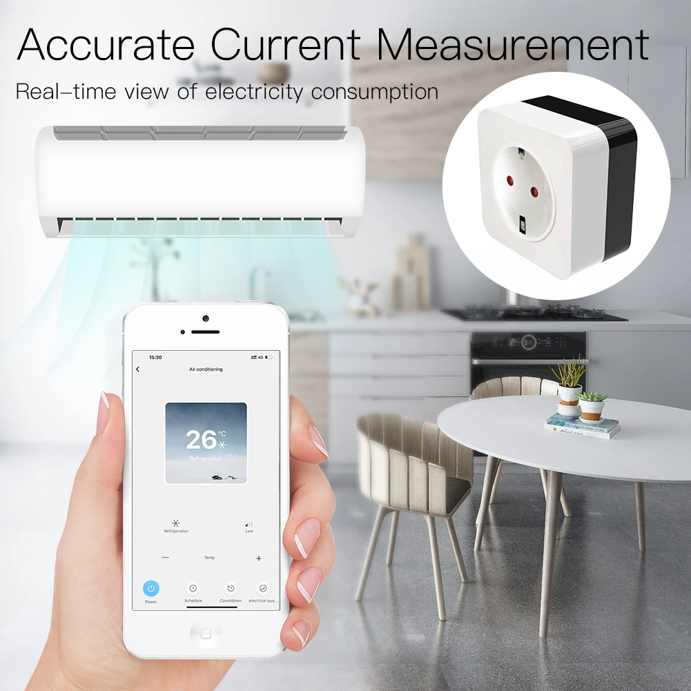 Tuya Smart 16A Air Conditioner Plug Companion IR Remote Controller WiFi Socket Timer Compatible with Alexa Google Home