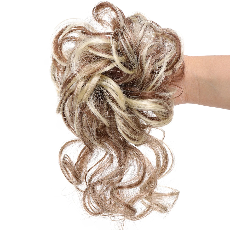 BUQI Synthetic messy Bun Curly Donut Updo Chignon Elastic Messy Scrunchies Wrap For Ponytail Extensions for Women Girls