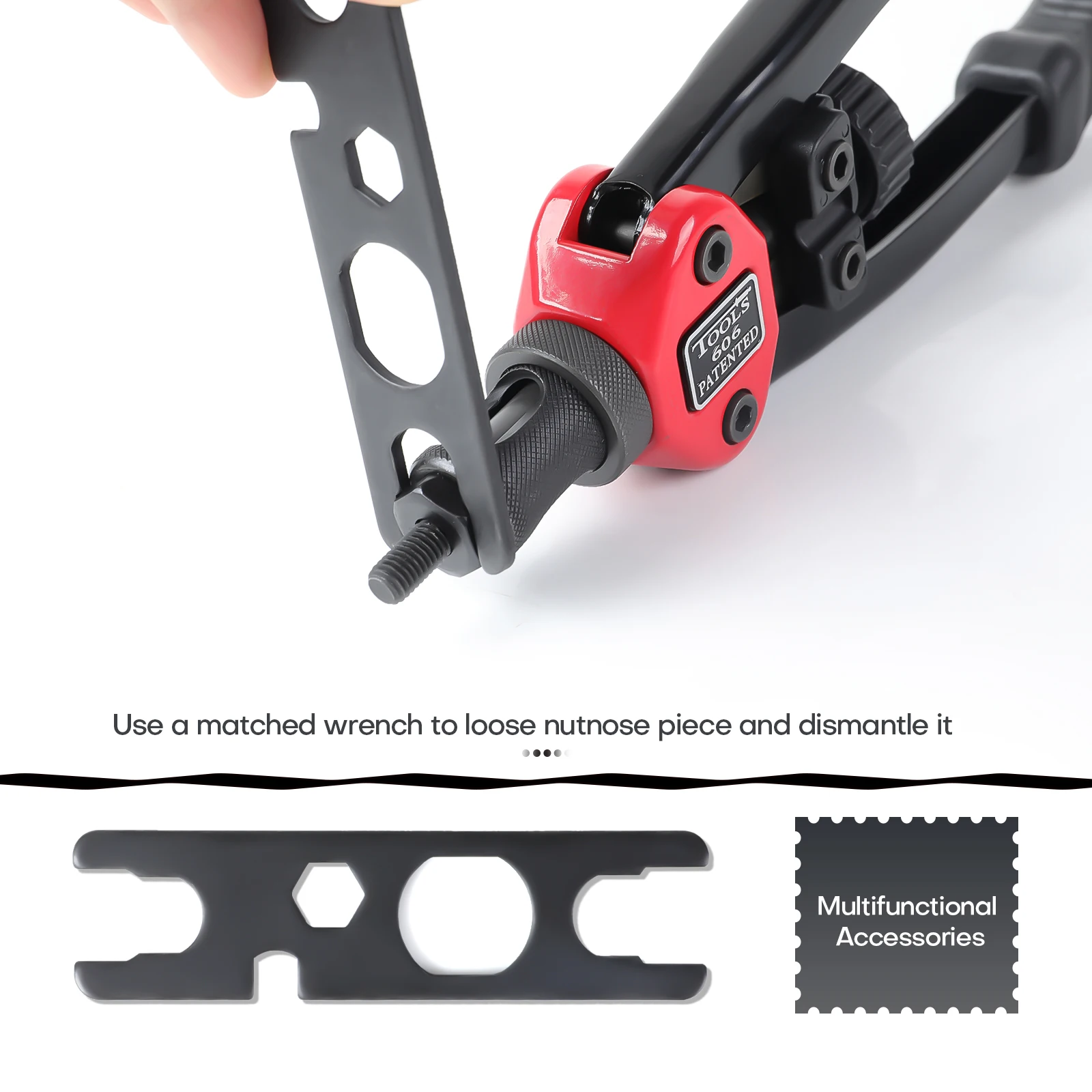 SUBAO BT606 rivet nut tool m3 M4 M5 M6, with 5 interchangeable mandrels, manual rivet nut installation tool, for 100 rivet nuts