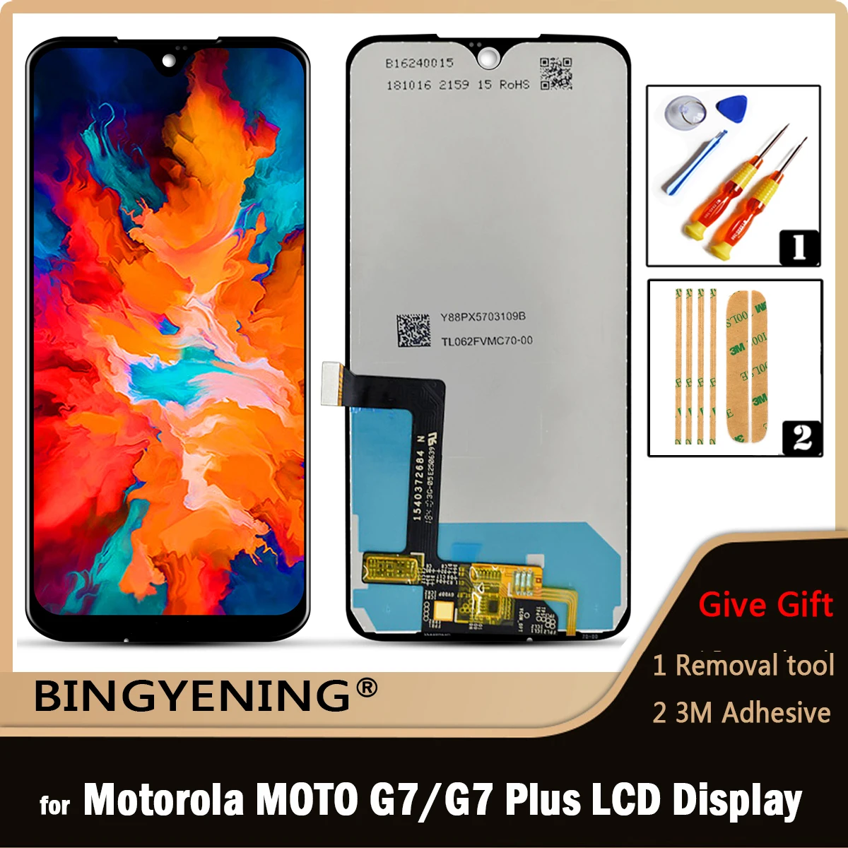 For Motorola Moto G7 XT1962 Full LCD Display Screen Touch Digitizer Assembly For MOTO G7 Plus with Frame Replace